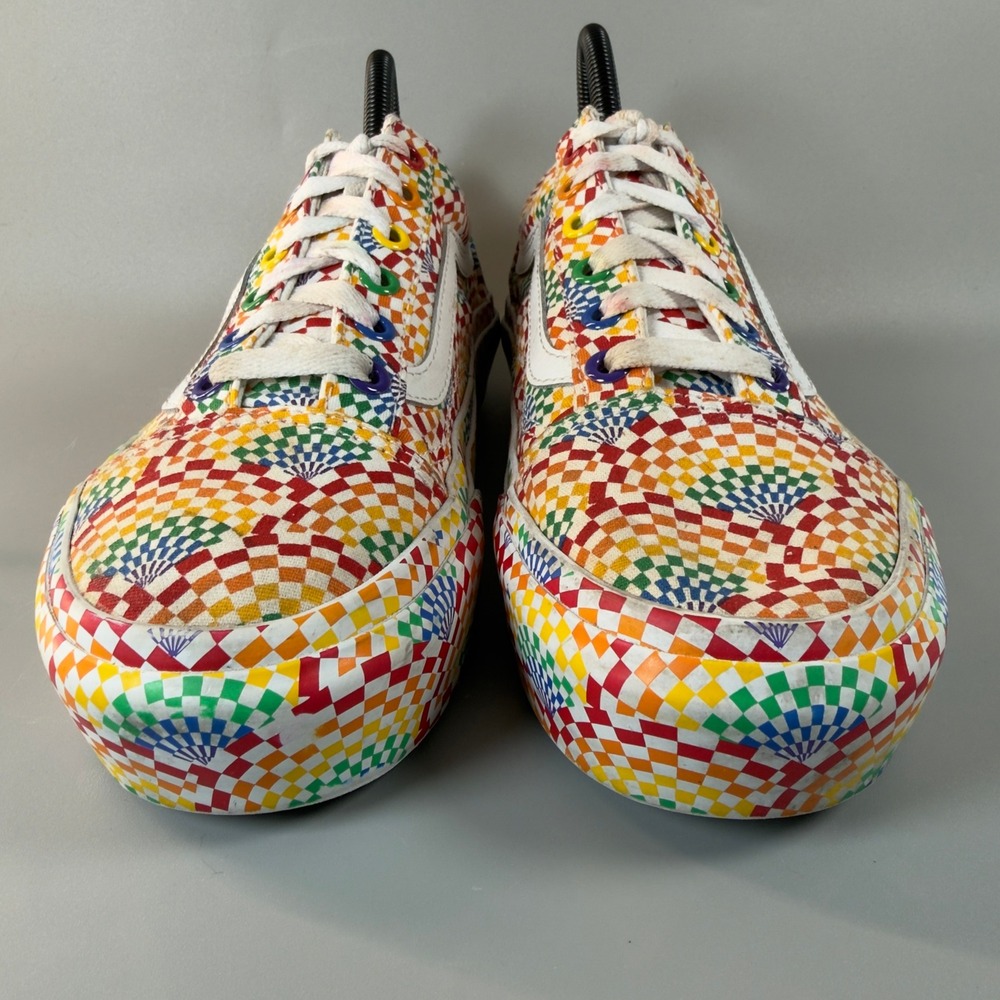 Vans Old Skool Platform Pride Womens 7.5 7 1/2 Rainbow All Over Skate‎ Shoe Lace - Picture 2 of 16